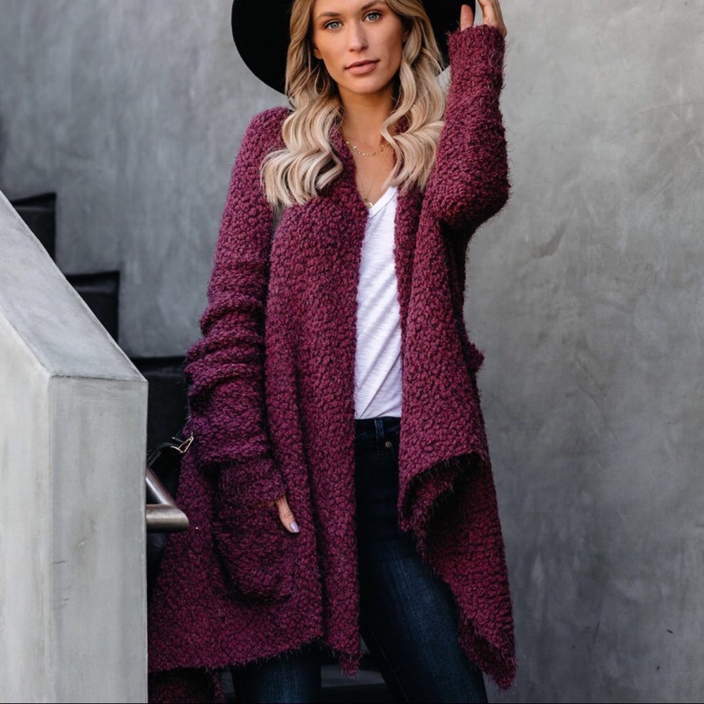 1 LEFT SALE‼️Emma Wrap Me up Cardigan-Wine - Picture 4 of 7